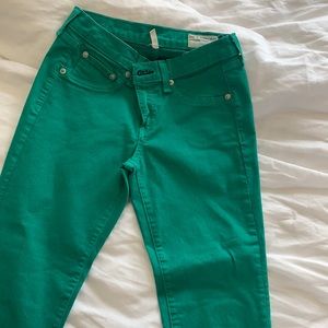 NWOT Rag & Bone Green Skinny Jeans Size 25 Zipper Capri